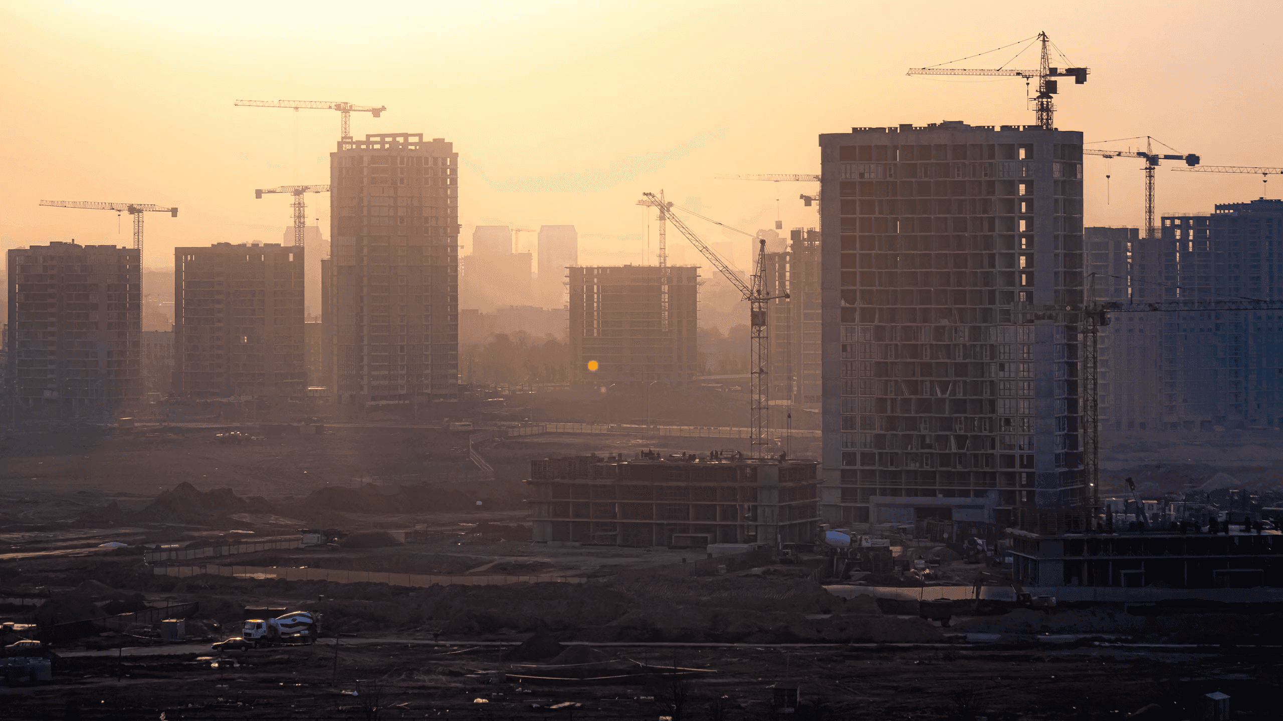 Multifamily community at dusk — institutional-quality housing